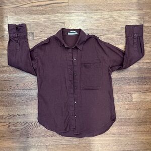 Abercrombie & Fitch Oversized Linen-Blend Shirt - Size S